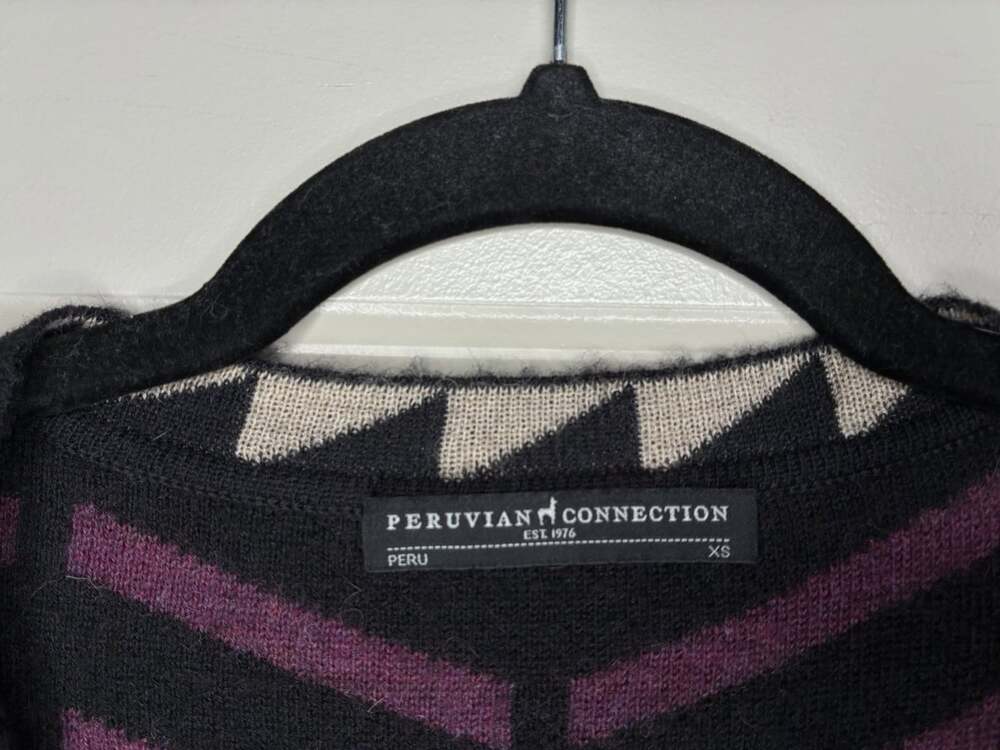 Peruvian Connection Baby Alpaca "Blythwood" Long Cardigan Multicolor/Pattern XS - Picture 5 of 9